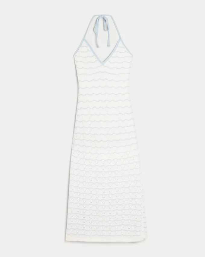 Crochet-Style Halter Midi Dress,Crochet-Style Halter Midi Dress