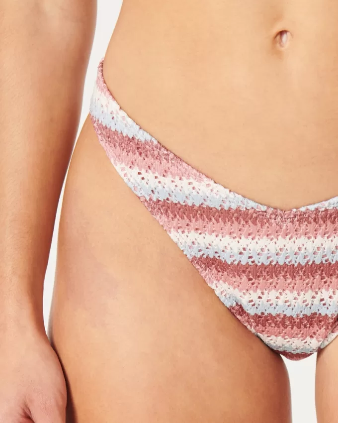 Crochet-Style High-Leg Cheeky Bikini Bottom,Crochet-Style High-Leg Cheeky Bikini Bottom