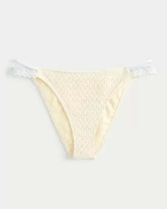Crochet-Style High-Leg Cheeky Bikini Bottom,Crochet-Style High-Leg Cheeky Bikini Bottom