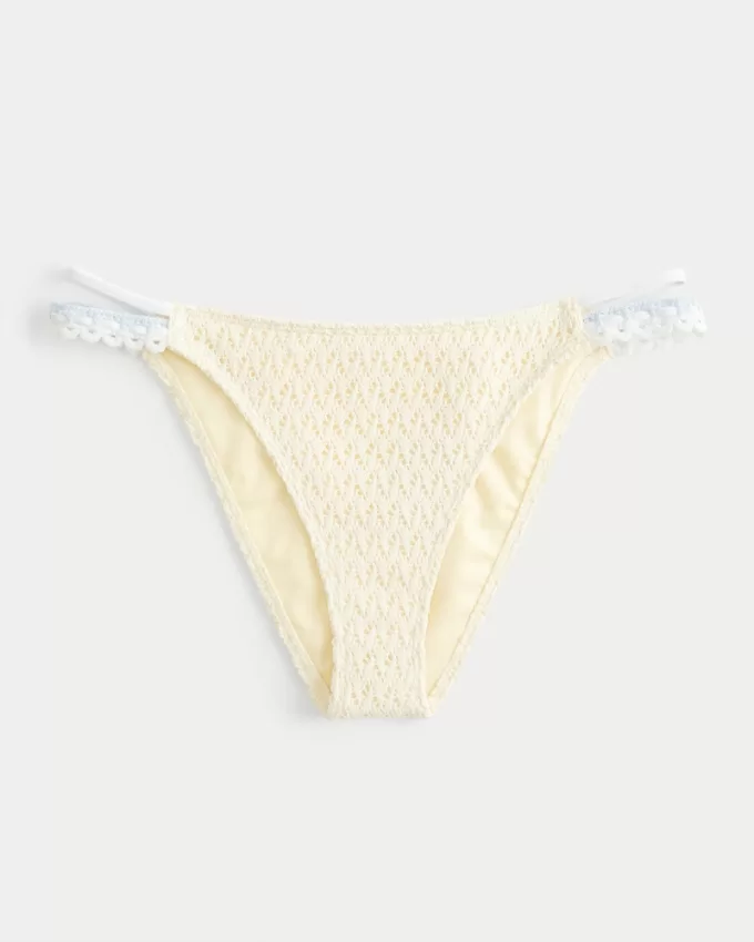 Crochet-Style High-Leg Cheeky Bikini Bottom,Crochet-Style High-Leg Cheeky Bikini Bottom