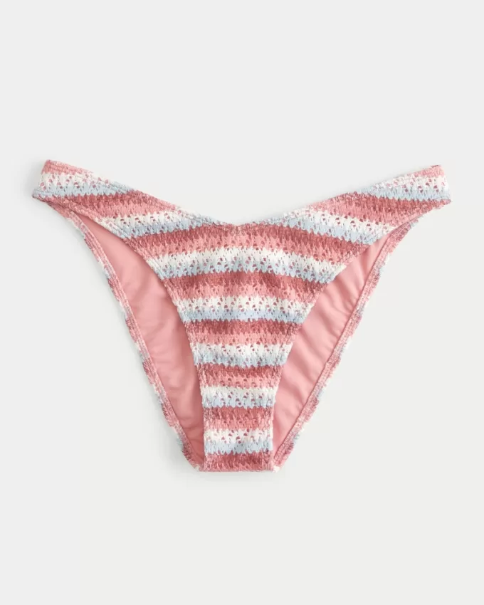 Crochet-Style High-Leg Cheeky Bikini Bottom,Crochet-Style High-Leg Cheeky Bikini Bottom