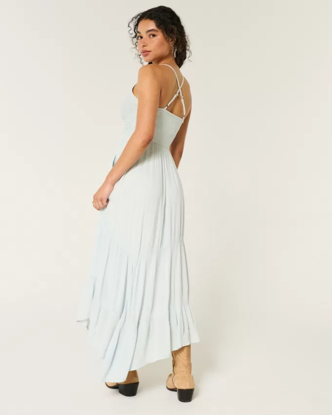 Crochet-Style Mix V-Neck Maxi Dress,Crochet-Style Mix V-Neck Maxi Dress