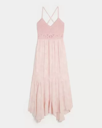 Crochet-Style Mix V-Neck Maxi Dress,Crochet-Style Mix V-Neck Maxi Dress