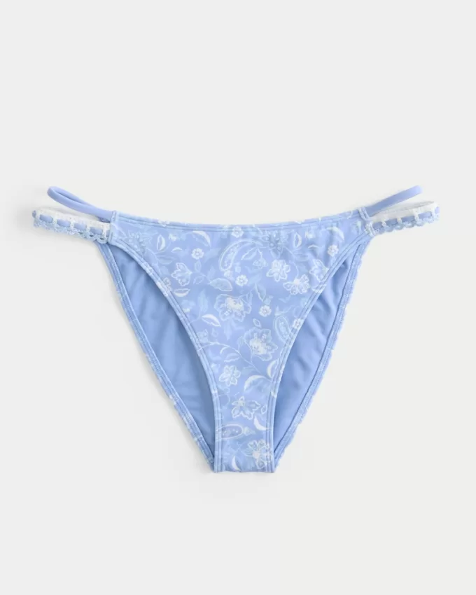 Crochet-Style Mixed High-Leg Cheeky Bikini Bottom,Crochet-Style Mixed High-Leg Cheeky Bikini Bottom