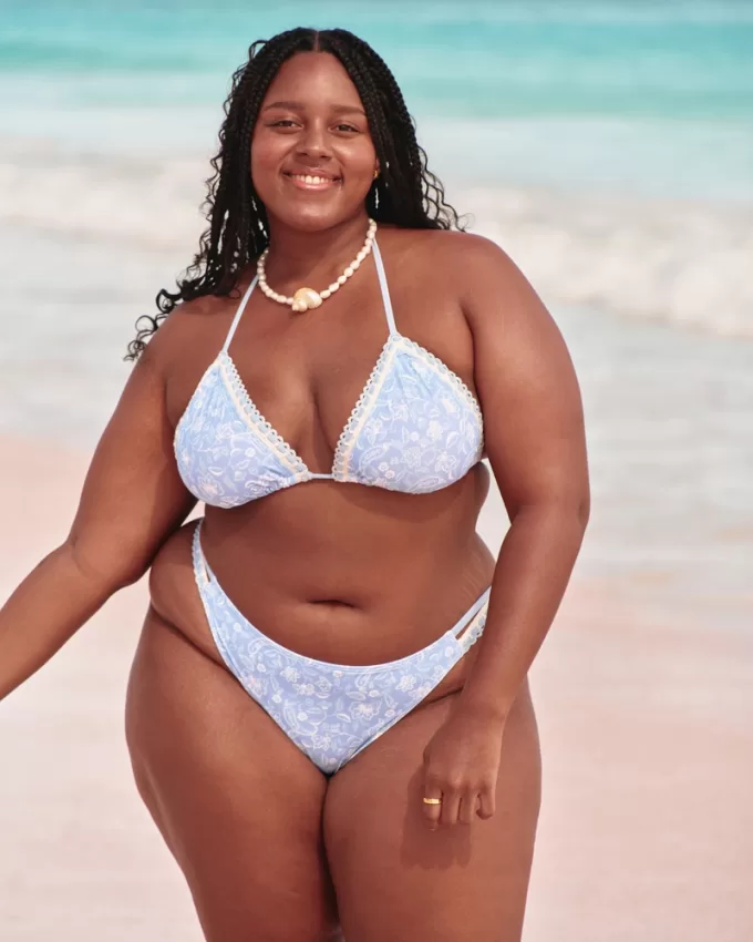 Crochet-Style Mixed High-Leg Cheeky Bikini Bottom,Crochet-Style Mixed High-Leg Cheeky Bikini Bottom