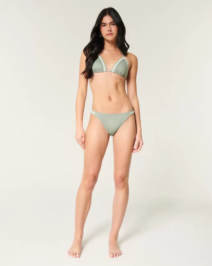 Crochet-Style Mixed Triangle Bikini Top,Crochet-Style Mixed Triangle Bikini Top