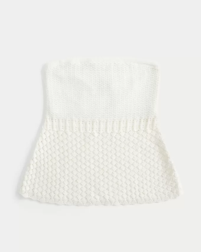 Crochet-Style Sweater Tube Top,Crochet-Style Sweater Tube Top