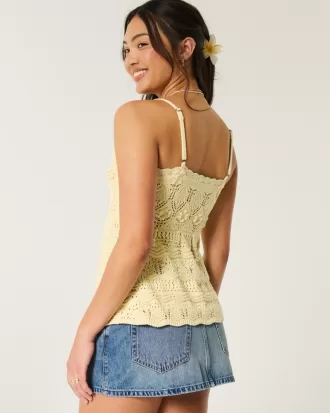 Crochet-Style Tie-Front Sweater Tank,Crochet-Style Tie-Front Sweater Tank