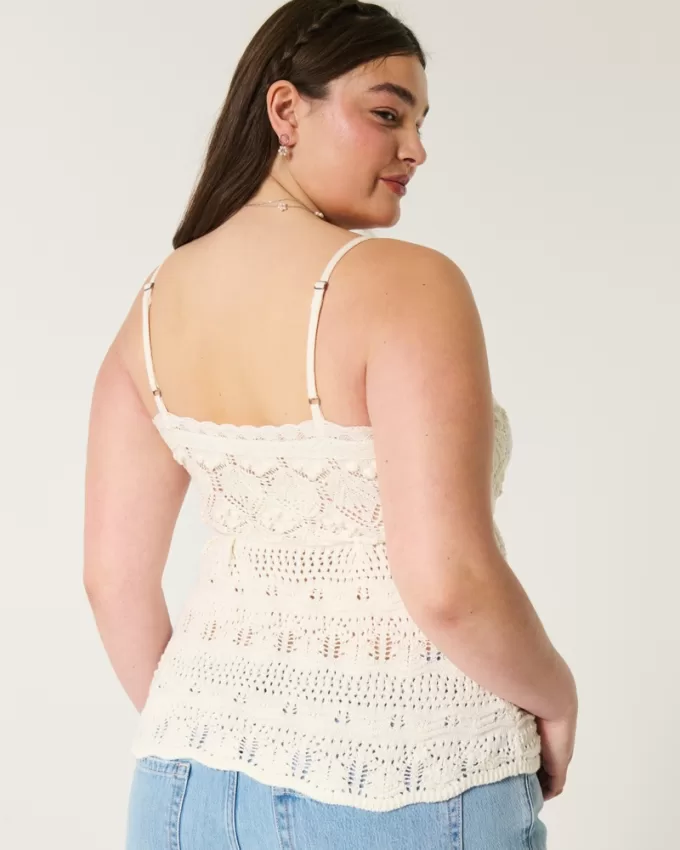 Crochet-Style Tie-Front Sweater Tank,Crochet-Style Tie-Front Sweater Tank