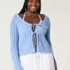 Crochet-Style Tie-Front Textured Sweater,Crochet-Style Tie-Front Textured Sweater