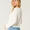 Crochet-Style Tie-Front Textured Sweater,Crochet-Style Tie-Front Textured Sweater