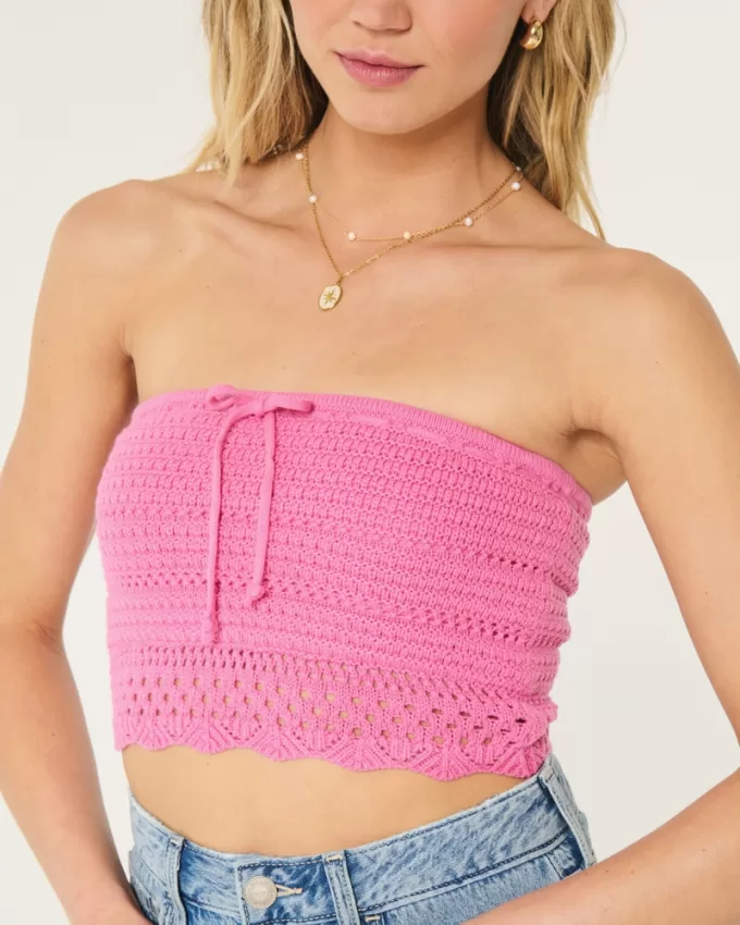 Crochet-Style Tube Top,Crochet-Style Tube Top