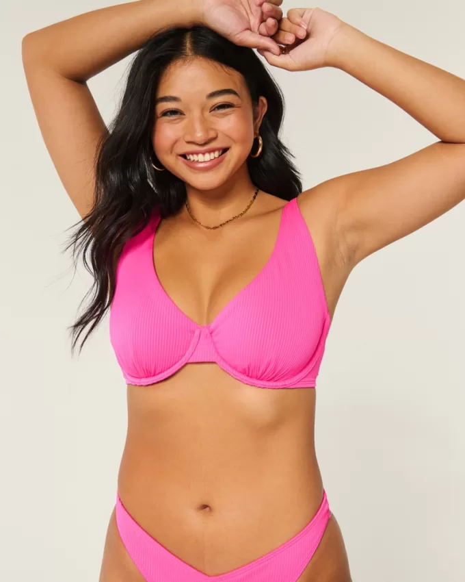 Curvy High Apex Ribbed Underwire Bikini Top,Curvy High Apex Ribbed Underwire Bikini Top