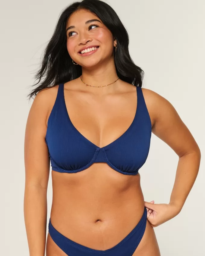 Curvy High Apex Ribbed Underwire Bikini Top,Curvy High Apex Ribbed Underwire Bikini Top