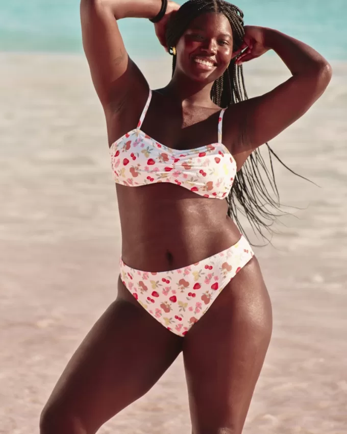 Curvy High-Leg High-Waist Ribbed Cheeky Bikini Bottom,Curvy High-Leg High-Waist Ribbed Cheeky Bikini Bottom