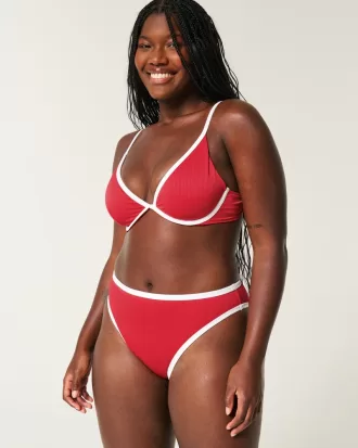 Curvy High-Leg High-Waist Ribbed Cheeky Bikini Bottom,Curvy High-Leg High-Waist Ribbed Cheeky Bikini Bottom