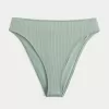 Curvy High-Leg High-Waist Ribbed Cheeky Bikini Bottom,Curvy High-Leg High-Waist Ribbed Cheeky Bikini Bottom