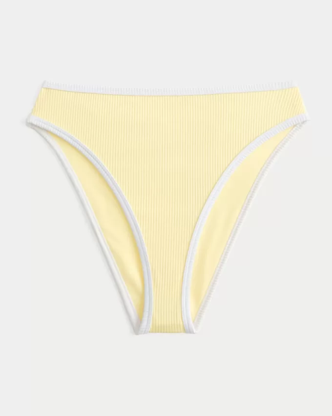 Curvy High-Leg High-Waist Ribbed Cheeky Bikini Bottom,Curvy High-Leg High-Waist Ribbed Cheeky Bikini Bottom