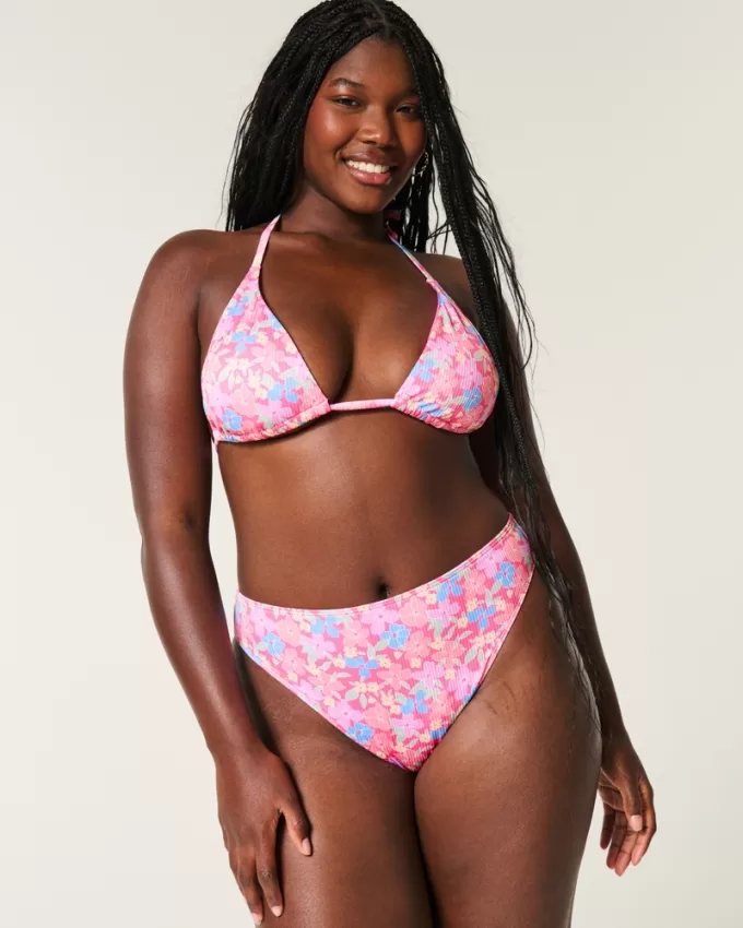 Curvy High-Leg High-Waist Ribbed Cheeky Bikini Bottom,Curvy High-Leg High-Waist Ribbed Cheeky Bikini Bottom