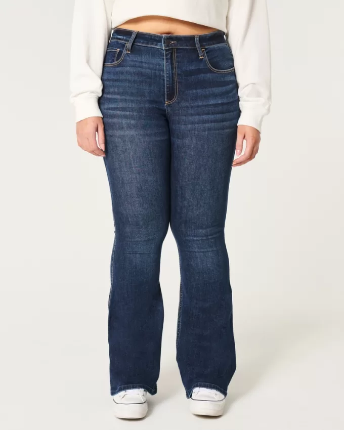 Curvy High-Rise Dark Wash Flare Jeans,Curvy High-Rise Dark Wash Flare Jeans