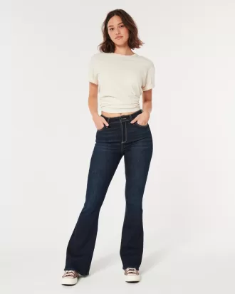 Curvy High-Rise Dark Wash Flare Jeans,Curvy High-Rise Dark Wash Flare Jeans