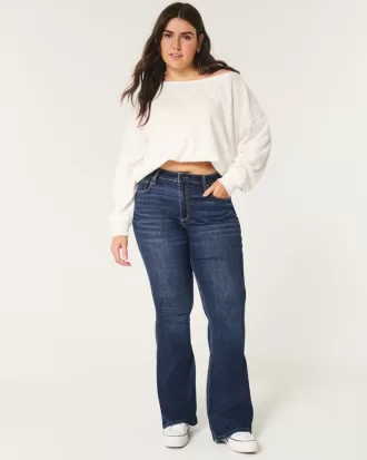 Curvy High-Rise Dark Wash Flare Jeans,Curvy High-Rise Dark Wash Flare Jeans