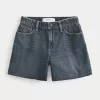 Curvy High-Rise Dark Wash Relaxed Denim Shorts 5″,Curvy High-Rise Dark Wash Relaxed Denim Shorts 5″