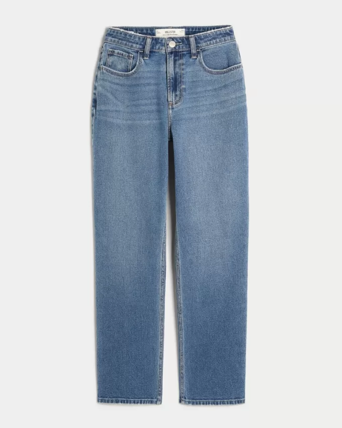 Curvy High-Rise Medium Wash Straight Jeans,Curvy High-Rise Medium Wash Straight Jeans