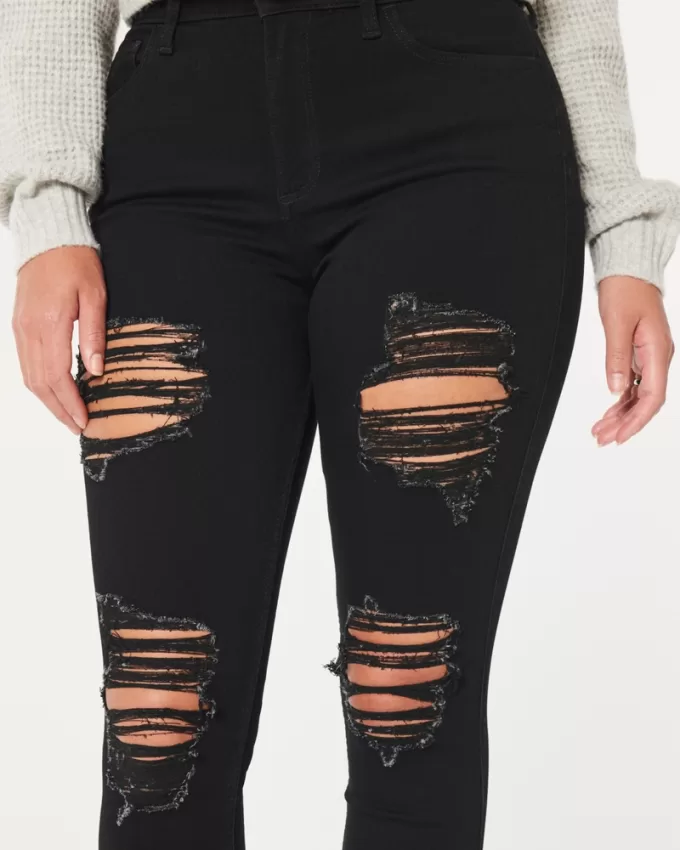 Curvy High-Rise Ripped Black Super Skinny Jeans,Curvy High-Rise Ripped Black Super Skinny Jeans