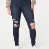 Curvy High-Rise Ripped Dark Wash Jean Leggings,Curvy High-Rise Ripped Dark Wash Jean Leggings