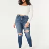 Curvy High-Rise Ripped Dark Wash Super Skinny Jeans,Curvy High-Rise Ripped Dark Wash Super Skinny Jeans