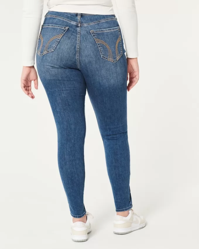 Curvy High-Rise Ripped Dark Wash Super Skinny Jeans,Curvy High-Rise Ripped Dark Wash Super Skinny Jeans