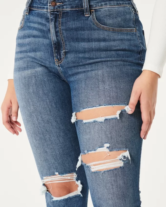 Curvy High-Rise Ripped Dark Wash Super Skinny Jeans,Curvy High-Rise Ripped Dark Wash Super Skinny Jeans