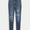 Curvy High-Rise Ripped Dark Wash Super Skinny Jeans,Curvy High-Rise Ripped Dark Wash Super Skinny Jeans