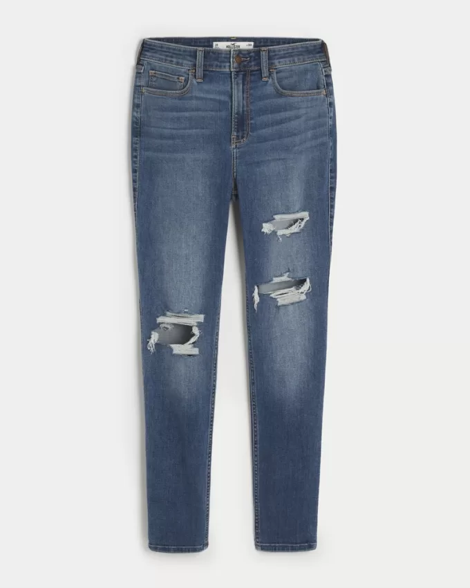 Curvy High-Rise Ripped Dark Wash Super Skinny Jeans,Curvy High-Rise Ripped Dark Wash Super Skinny Jeans