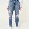 Curvy High-Rise Ripped Medium Wash Super Skinny Jeans,Curvy High-Rise Ripped Medium Wash Super Skinny Jeans