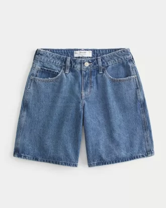 Curvy Low-Rise Dark Wash Baggy Jort,Curvy Low-Rise Dark Wash Baggy Jort