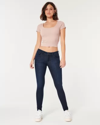 Curvy Low-Rise Dark Wash Super Skinny Jeans,Curvy Low-Rise Dark Wash Super Skinny Jeans