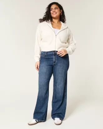 Curvy Mid-Rise Dark Wash Baggy Jeans,Curvy Mid-Rise Dark Wash Baggy Jeans