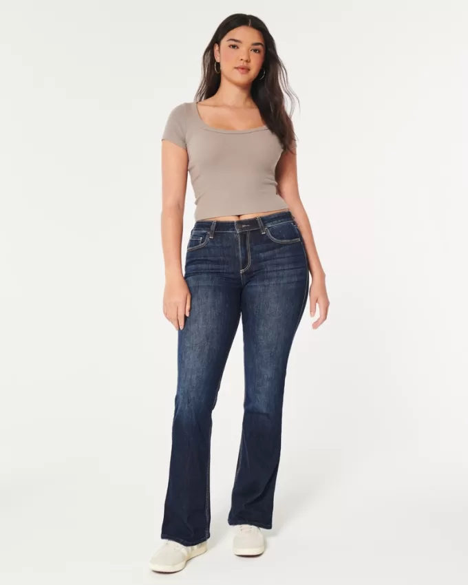 Curvy Mid-Rise Dark Wash Boot Jeans,Curvy Mid-Rise Dark Wash Boot Jeans