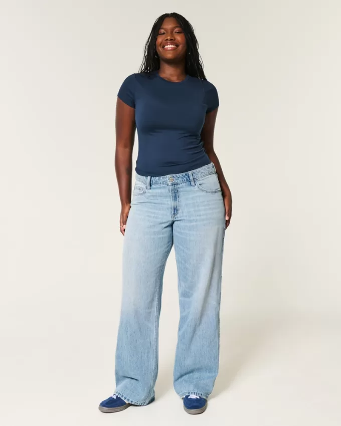 Curvy Mid-Rise Light Wash Baggy Jeans,Curvy Mid-Rise Light Wash Baggy Jeans