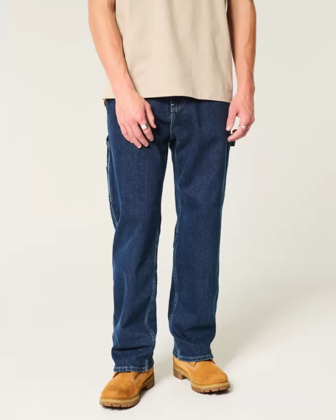 Dark Wash Baggy Painter Jeans,Dark Wash Baggy Painter Jeans