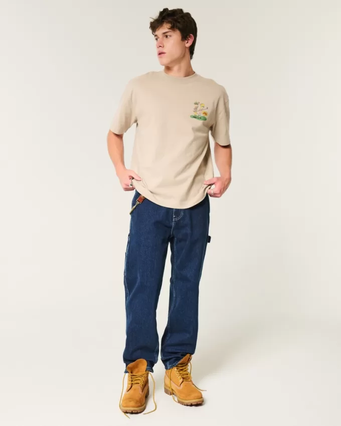 Dark Wash Baggy Painter Jeans,Dark Wash Baggy Painter Jeans