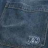 Dark Wash Logo Embroidery Super Baggy Jeans,Dark Wash Logo Embroidery Super Baggy Jeans
