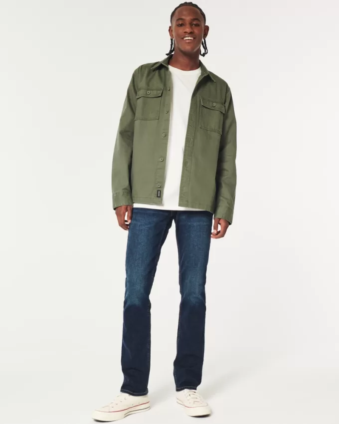 Dark Wash Slim Straight Jeans,Dark Wash Slim Straight Jeans