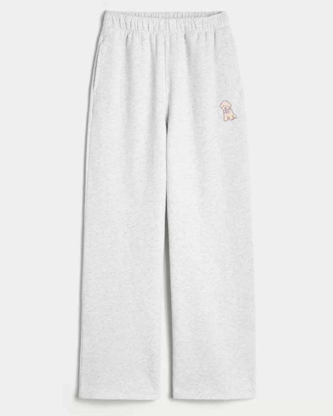 Dog Graphic Wide-Leg Sweatpants,Dog Graphic Wide-Leg Sweatpants