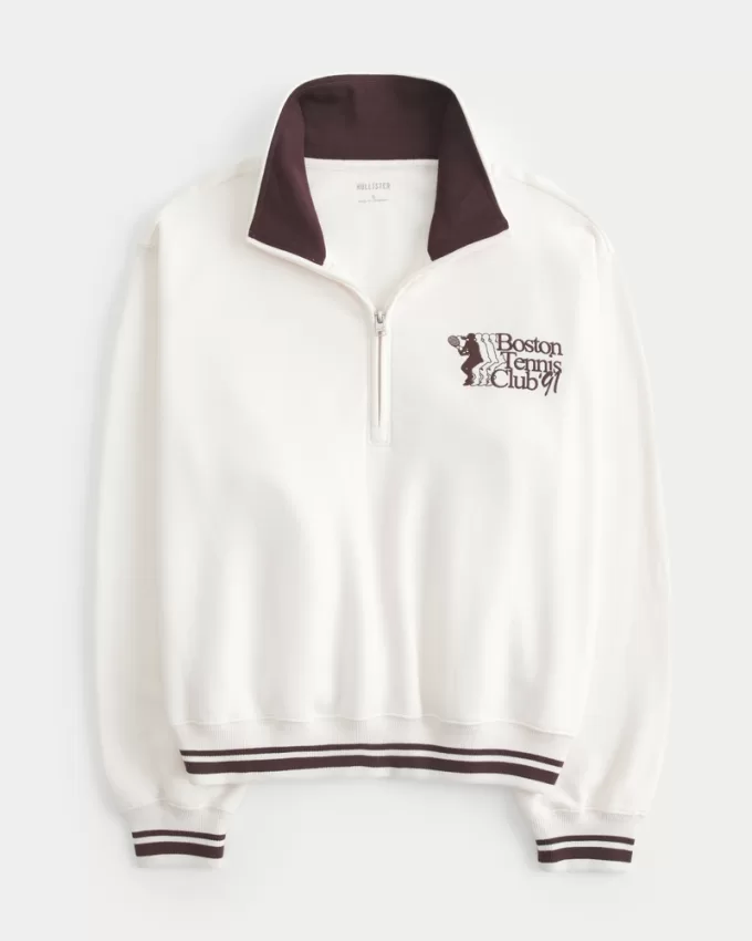 Easy Boston Tennis Club Graphic Half-Zip Sweatshirt,Easy Boston Tennis Club Graphic Half-Zip Sweatshirt