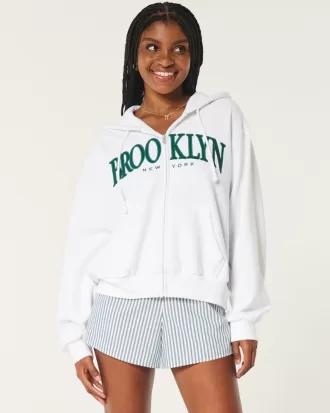 Easy Brooklyn New York Graphic Zip-Up Hoodie,Easy Brooklyn New York Graphic Zip-Up Hoodie