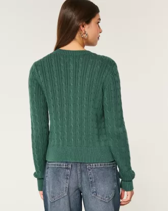 Easy Cable-Knit Crew Cardigan,Easy Cable-Knit Crew Cardigan