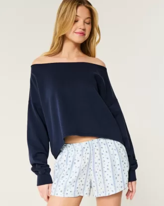 Easy Double Off-the-Shoulder Sweatshirt,Easy Double Off-the-Shoulder Sweatshirt